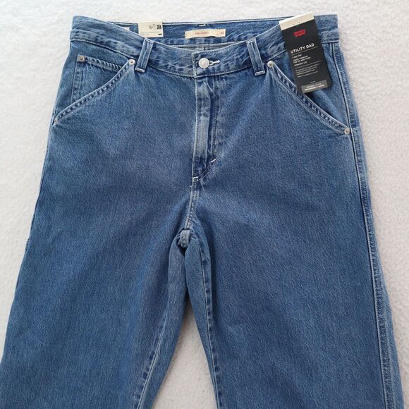 Levi's Loose Fit Jeans Women's 30 Blue Utility Dad Mid Rise Straight Leg Big E - Picture 2 of 13